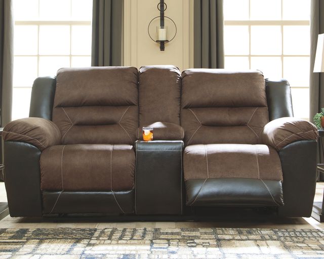 Signature Design by Ashley® Earhart Chestnut Double Reclining Loveseat with Console 19
