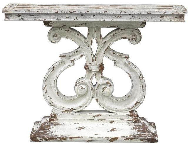Coast To Coast Accents™ Stafford Aged Ivory & Brown Console Table-1