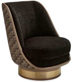 Caracole® Upholstery Go for a Spin Black/Harvest Bronze Swivel Chair