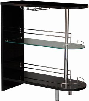 Coaster® Adolfo Glossy Black And Clear 3-Tier Bar Table