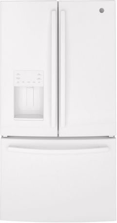 GE® 25.6 Cu. Ft. High-Gloss White Freestanding French Door Refrigerator