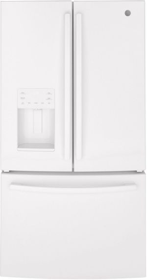 GE® 25.6 Cu. Ft. High-Gloss White Freestanding French Door Refrigerator