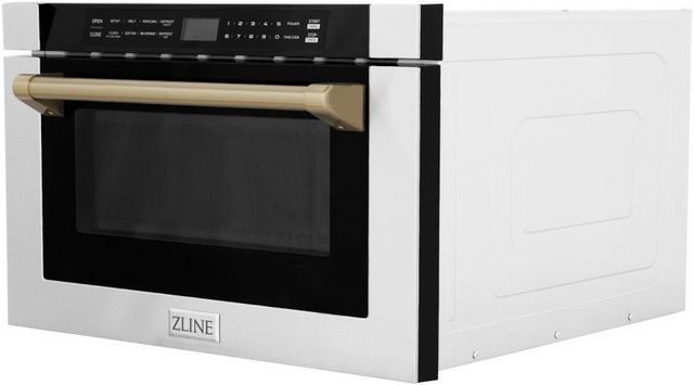 ZLINE Autograph Edition 1.2 Cu. Ft. Stainless Steel/Champagne Bronze Microwave Drawer 1