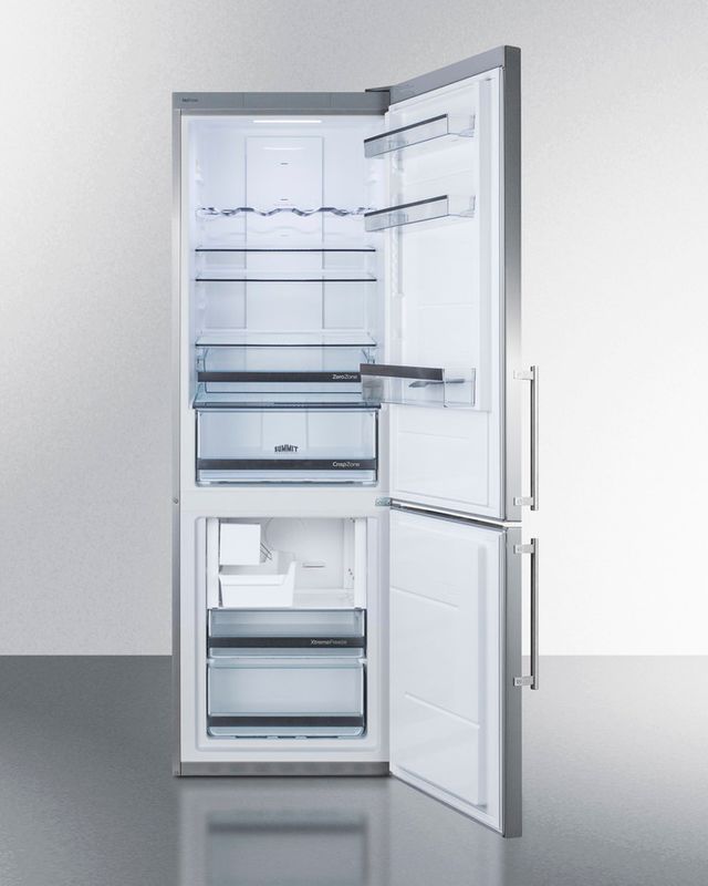 Summit® 10.8 Cu. Ft. Stainless Steel Counter Depth Bottom Freezer Refrigerator 2