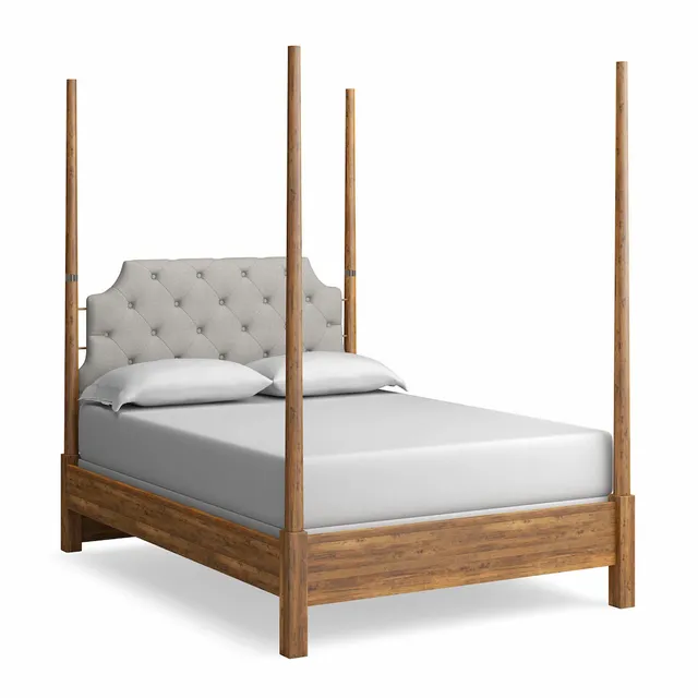 Bassett® Furniture Midtown Gray and Sandstone Maple California King Poster Bed