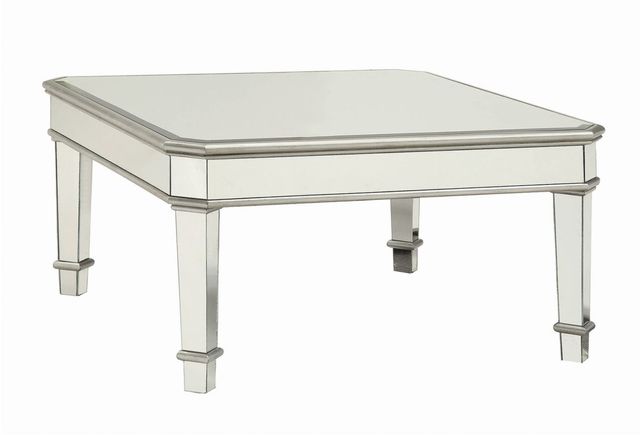 Coaster® Cassandra Silver Square Beveled Top Coffee Table-0