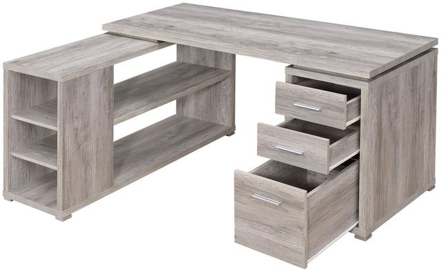 Coaster® Yvette Grey Driftwood L-Shape Office Desk 8