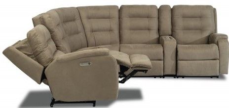 Flexsteel® Arlo Fossil Power Reclining Sectional with Power Headrests 0