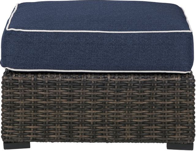 Signature Design by Ashley® Grasson Lane Brown/Blue Ottoman with Cushion 1