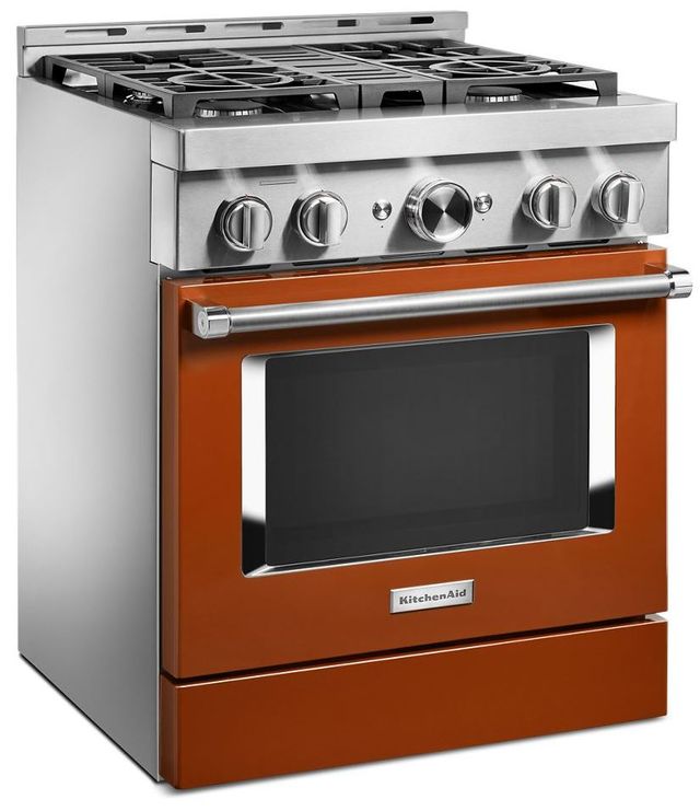 KitchenAid® 30" Scorched Orange Smart Commercial-Style Gas Range 3