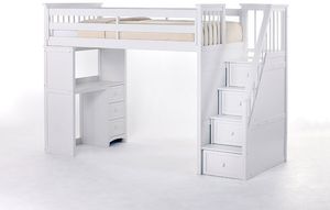 Hillsdale Furniture Schoolhouse White Twin Loft with Desk End