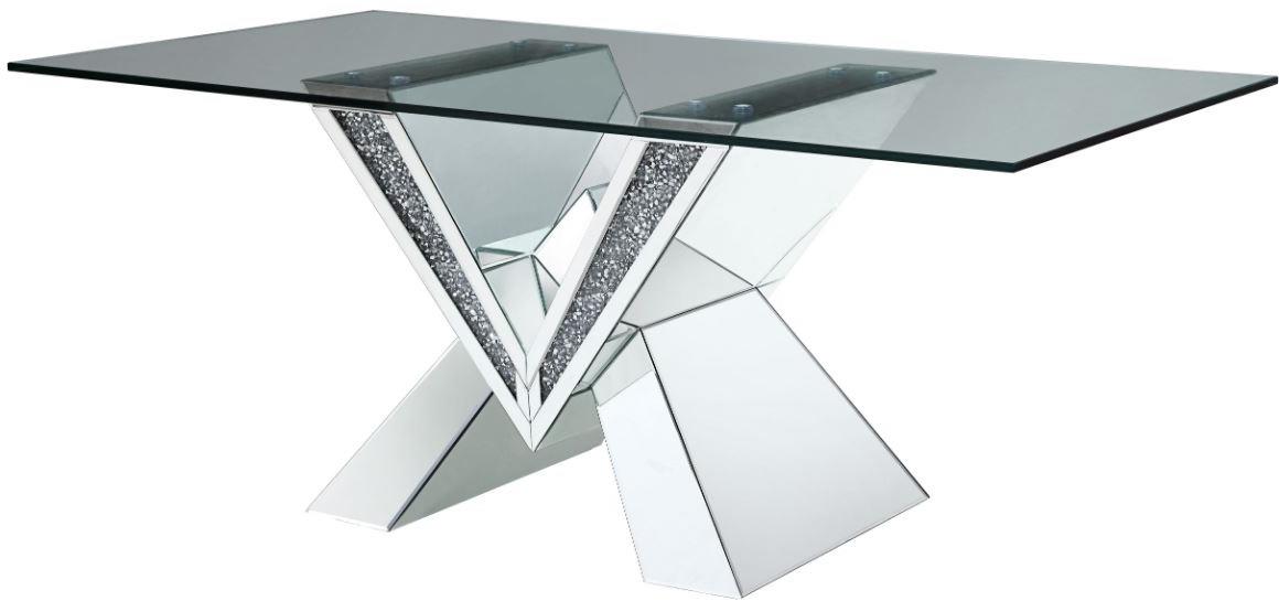 acme mirrored dining table