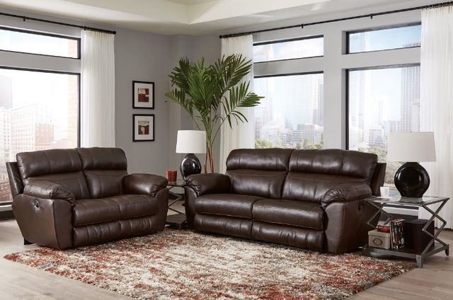 Catnapper® Costa Chocolate Leather Lay Flat Reclining Sofa-1