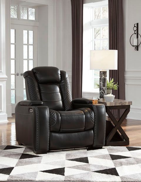 Signature Design by Ashley® Party Time Midnight Powder Recliner with Adjustable Headrest 4