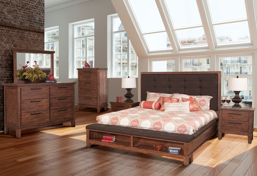 New Classic® Home Furnishings Cagney 4-Piece Chestnut Queen Bedroom Set with Nightstand