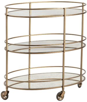 Crestview Collection Waterford Gold Oval Bar Cart