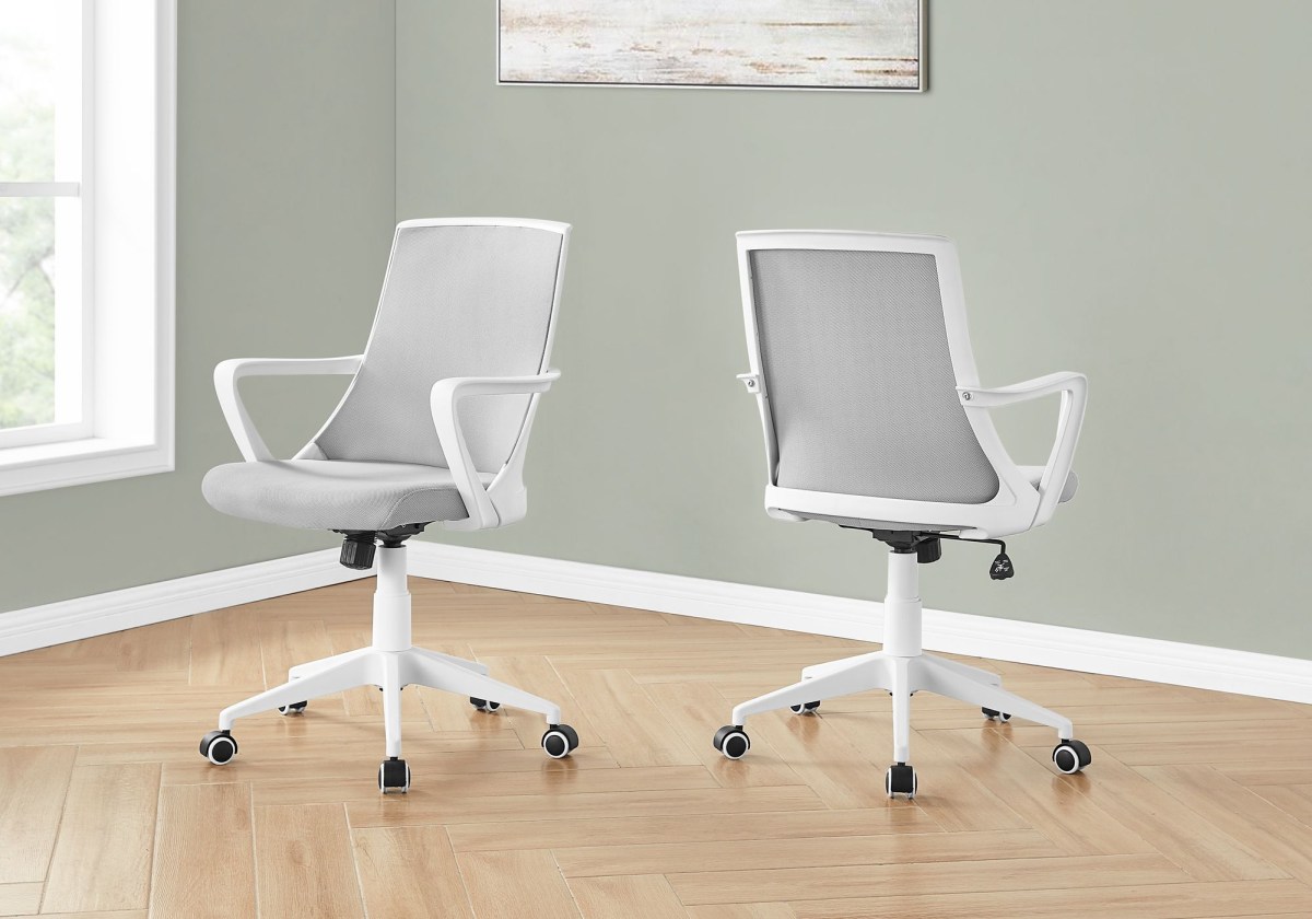 Grey office chair with adjustable online arms