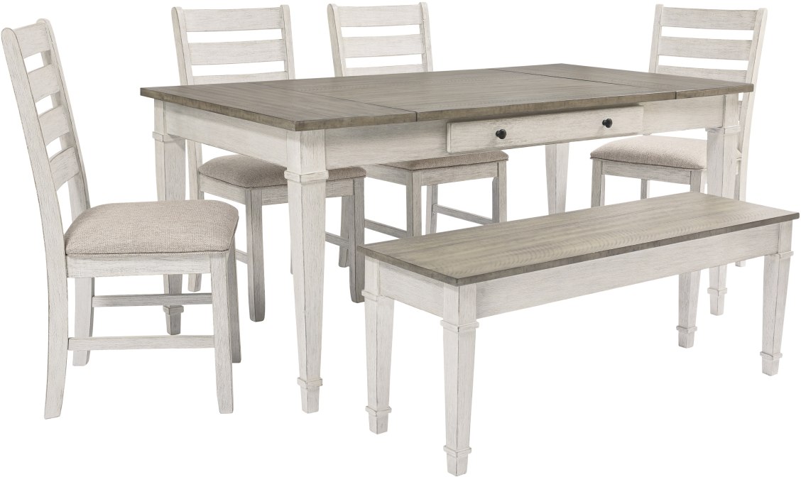 Signature Design by Ashley® Skempton 6 Piece White/Light Brown Dining Table Set