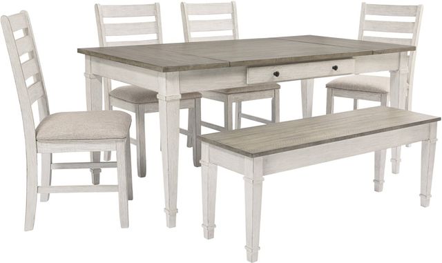 Signature Design by Ashley® Skempton 6 Piece White/Light Brown Dining Table Set-0