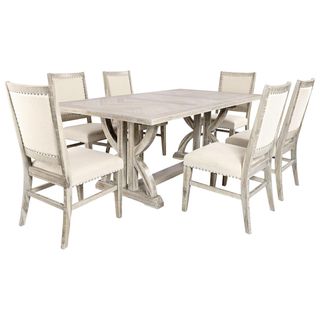 Jofran Fairview Ash Dining Table & 6 Upholstered Dining Chairs