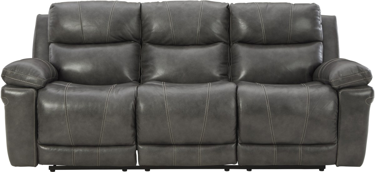 Signature Design by Ashley® Edmar Charcoal Leather Power Recline Sofa