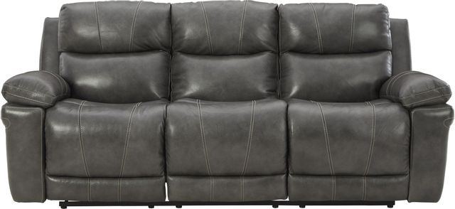Signature Design by Ashley® Edmar Charcoal Leather Power Recline Sofa-0