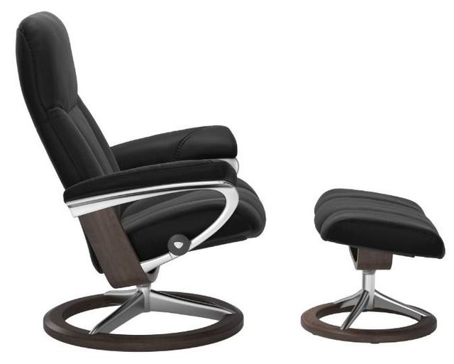 Stressless® by Ekornes® Consul Medium Signature Base Chair and Ottoman 1