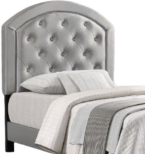 Crown Mark Gaby Silver Full Upholstered Panel Bed-1