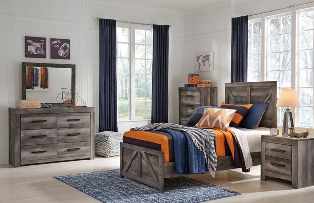 Signature Design by Ashley® 4 Piece Wynnlow Rustic Gray Twin Panel Bedroom Set-0