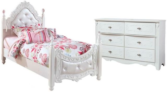 Signature Design by Ashley® Exquisite 2-Piece White Twin Poster Bed Set-0