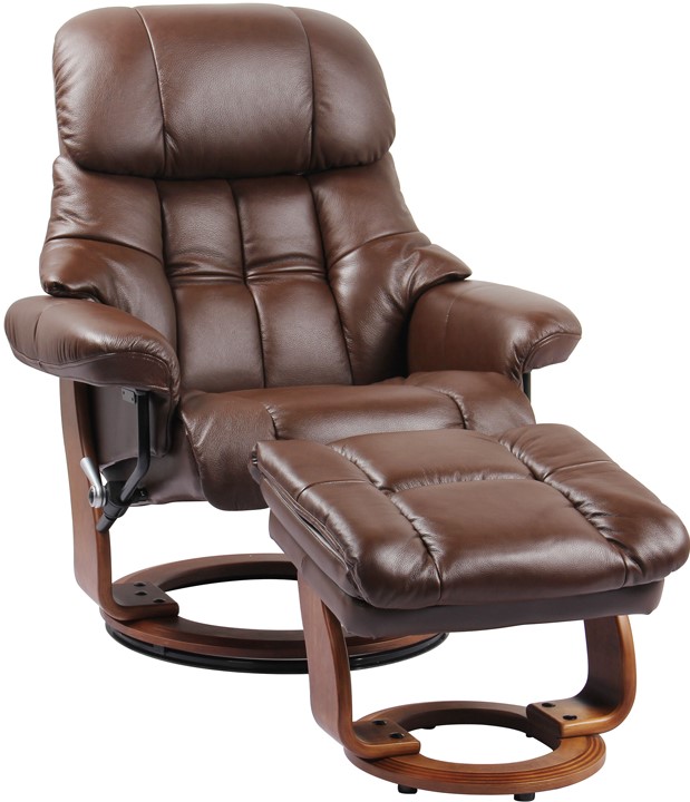 chocolate brown chair and ottoman