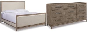 Signature Design by Ashley® Chrestner 2-Piece Gray California King Upholstered Panel Bed Set