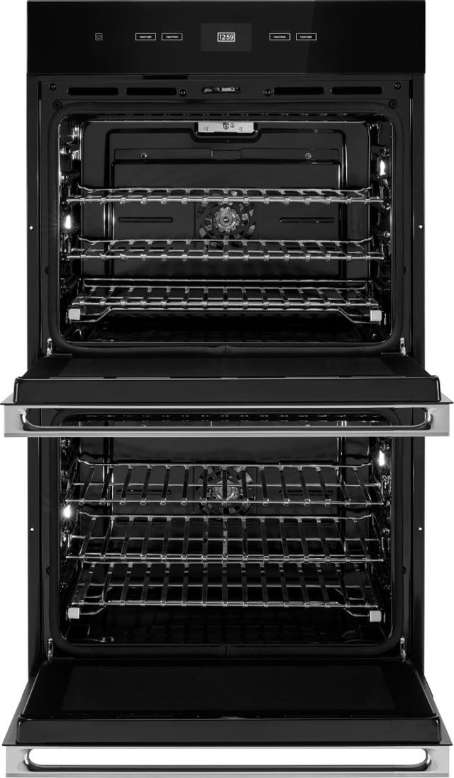 JennAir® NOIR™ 30" Floating Glass Black Built-In Double Electric Wall Oven-1