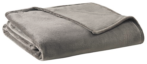 Olliix by Clean Spaces Antimicrobial Plush Charcoal Full/Queen Blanket-3