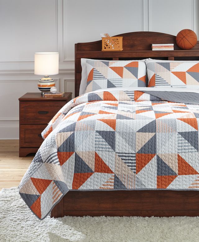 Ensemble couvre-lit double Layne, gris/orange, Signature Design by Ashley®