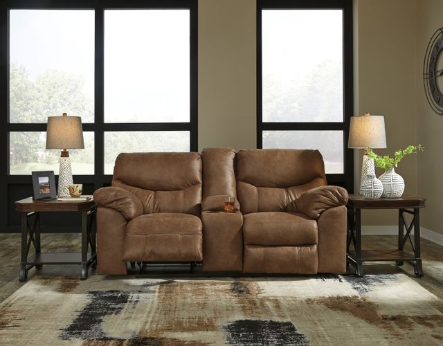 Signature Design by Ashley® Boxberg Teak Double Reclining Loveseat with Console 3