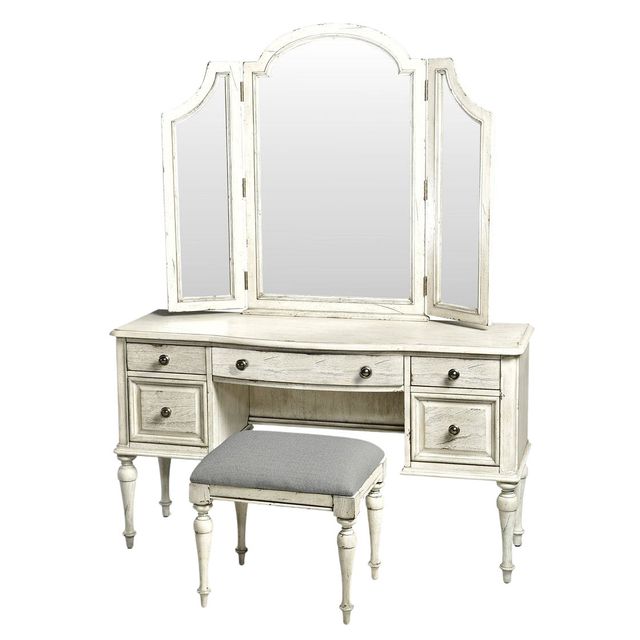 Steve Silver Co. Highland Park Cathedral White Vanity Desk & Mirror-0