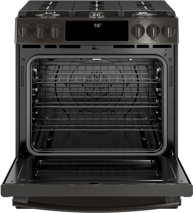 GE Profile™ 30" Black Stainless Steel Slide-In Front Control Gas Range 1