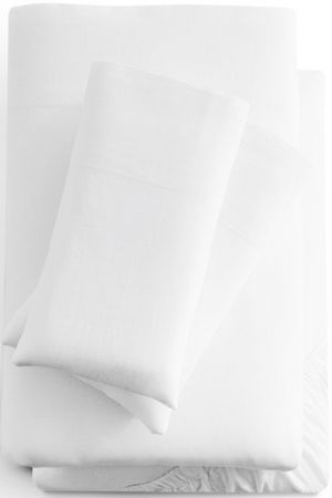 Malouf® Linen-Weave Cotton White California King Sheet Set