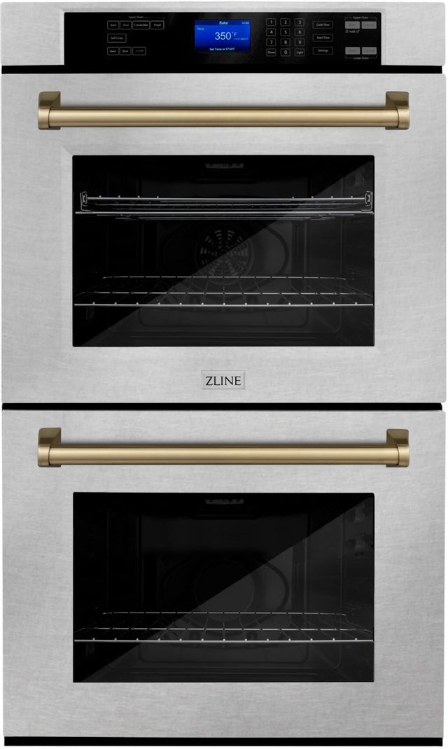 ZLINE Autograph Edition 30" DuraSnow® Stainless Steel Double Electric Wall Oven 