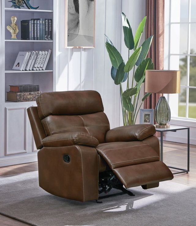 Coaster® Damiano Tri-tone Brown Upholstered Glider Recliner 4