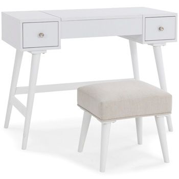 Signature Design by Ashley® Thadamere White Vanity with Stool-0