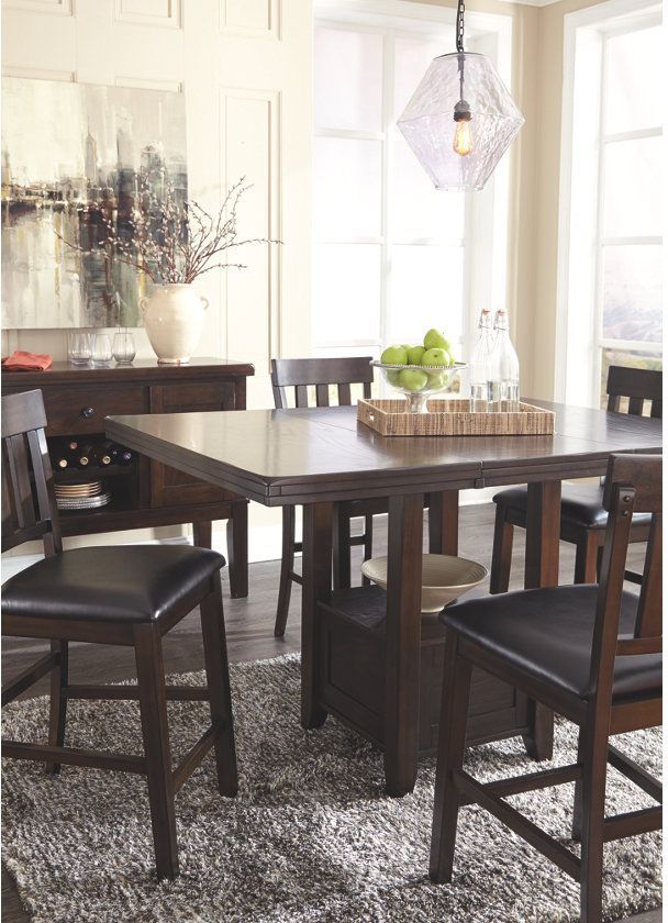 Table de salle à manger rectangulaire hauteur comptoir Haddigan, brun, Signature Design by Ashley® 2