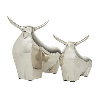 Uma Home Aluminum Bull Sculptures - Set of 2