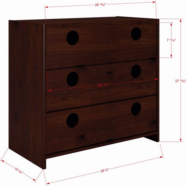 Donco Kids Cappuccino Circles Low Loft Drawer Chest-1
