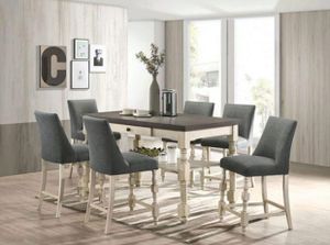Furniture of America® Plymouth 7-Piece Dark Gray/Ivory Counter-Height Dining Set