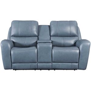Leather Italia Bel Aire Leather Reclining Console Loveseat With Power Head and Foot