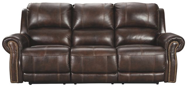 Signature Design by Ashley® Buncrana Chocolate Power Reclining Sofa with Adjustable Headrest 0