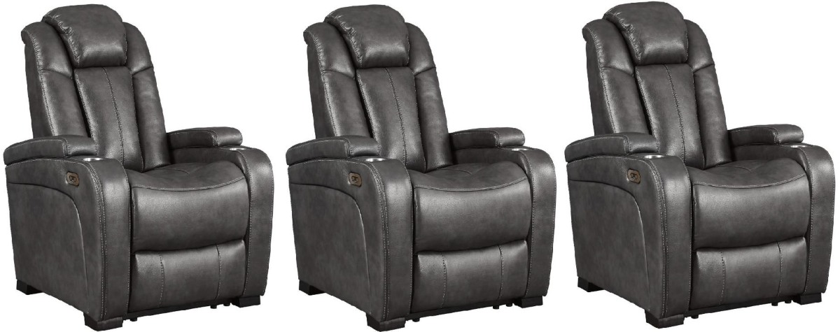 Signature Design by Ashley® Turbulance 3 Piece Quarry Home Power Reclining Theater Seating Set