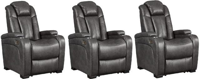 Signature Design by Ashley® Turbulance 3 Piece Quarry Home Power Reclining Theater Seating Set-0